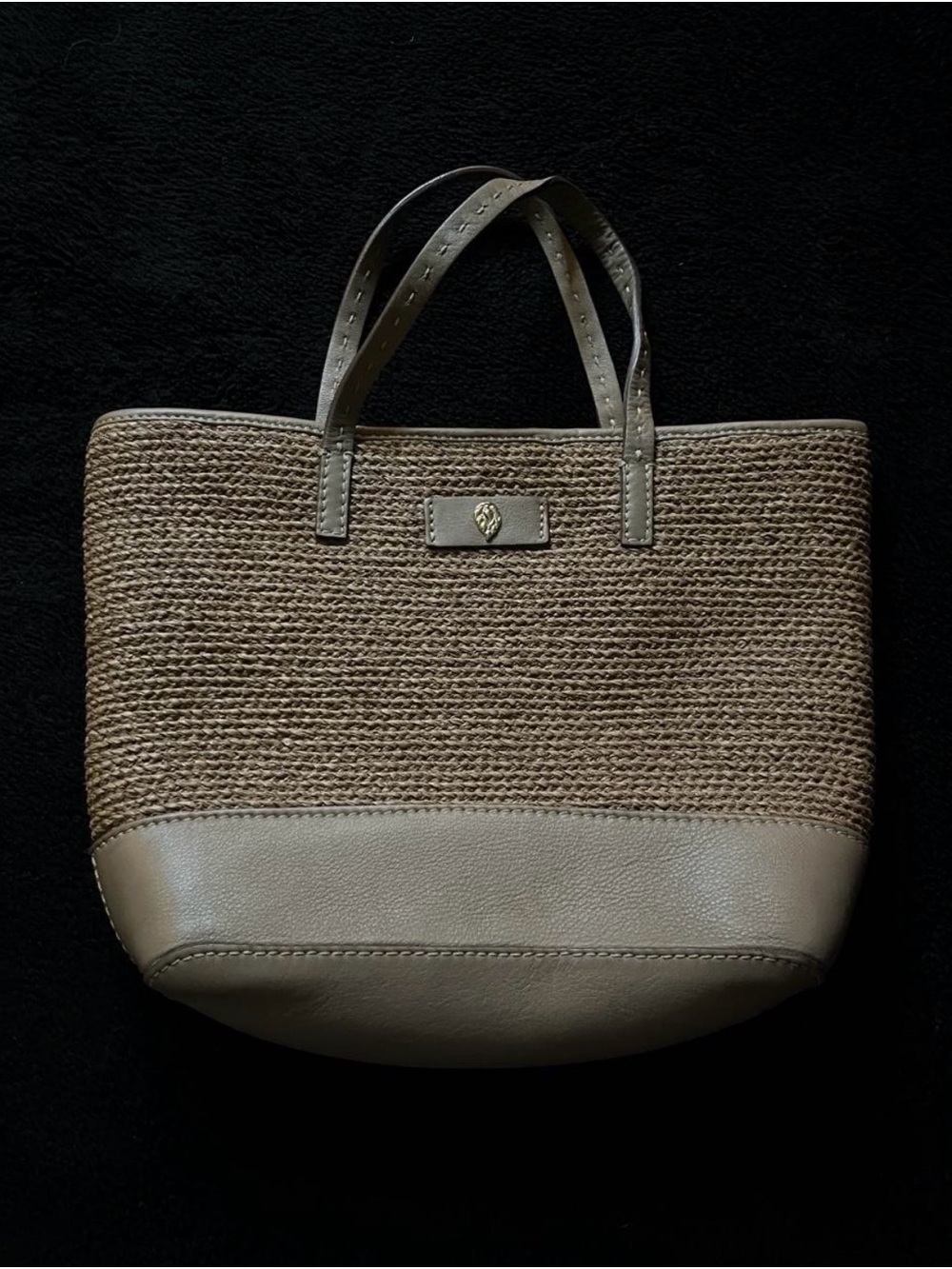 Helen Kaminski Taupe Woven Straw and Leather Tote